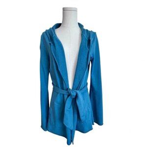 LUCKY BRAND LOTUS Hooded Belted JingoWrap Cardigan Jacket Blue Women’s M